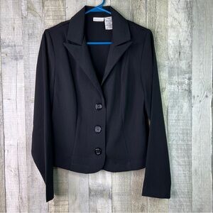 White Stag Size 8 Black Blazer w/3 Button Front with Shoulder Pads